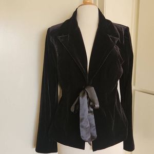 JS Collections Black Velvet Formal Jacket with Silk Front Tie, NWOT, Sz.M